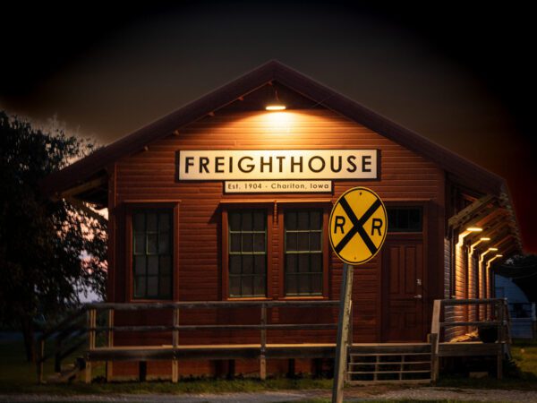 The Freighthouse at Night Photograph by Brian Sims Photography